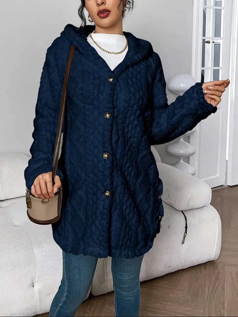 Wool-Blend Textured Buttoned Cardigan