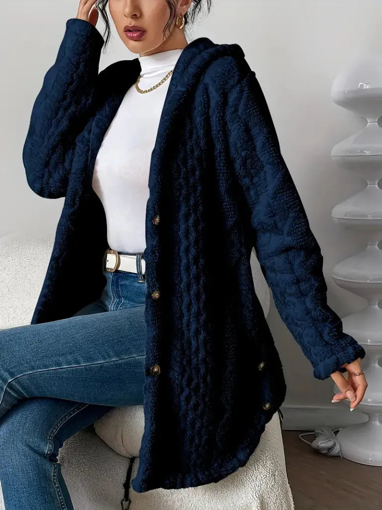 Wool-Blend Textured Buttoned Cardigan
