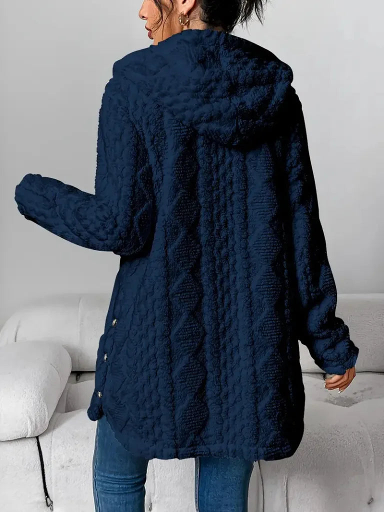 Wool-Blend Textured Buttoned Cardigan