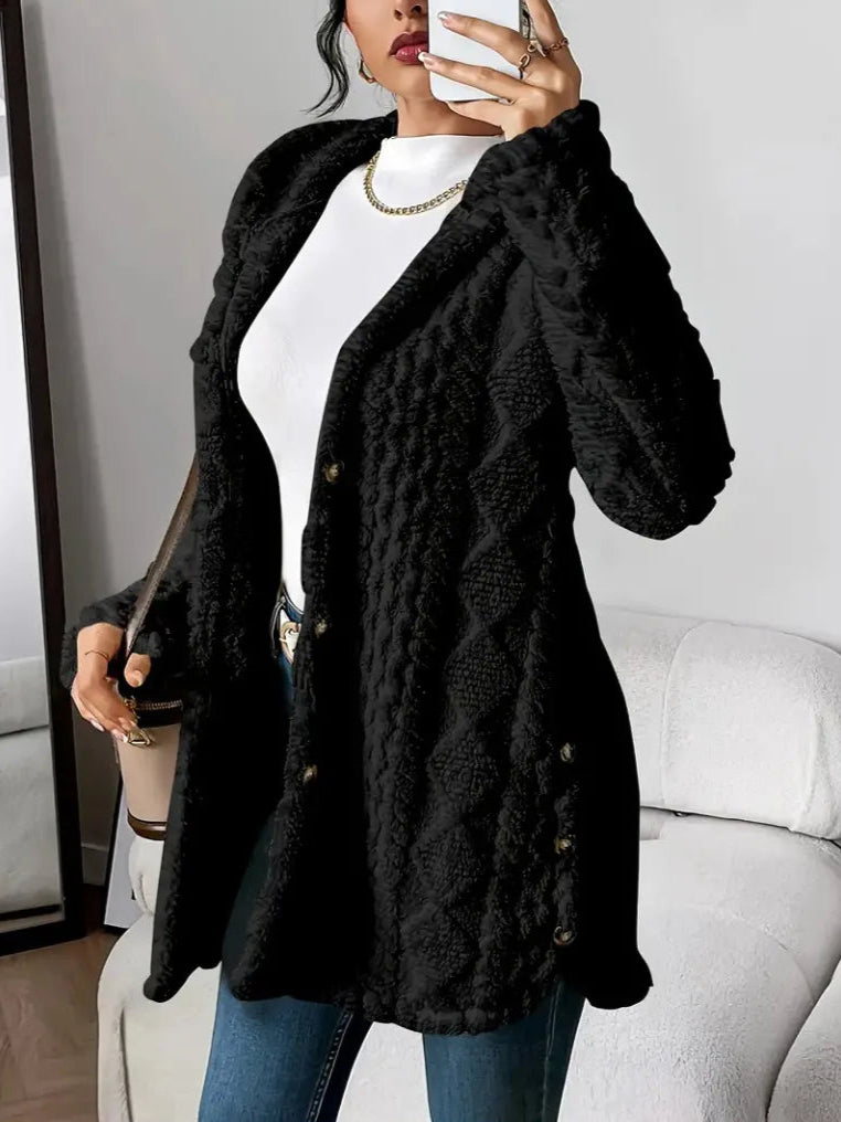 Wool-Blend Textured Buttoned Cardigan