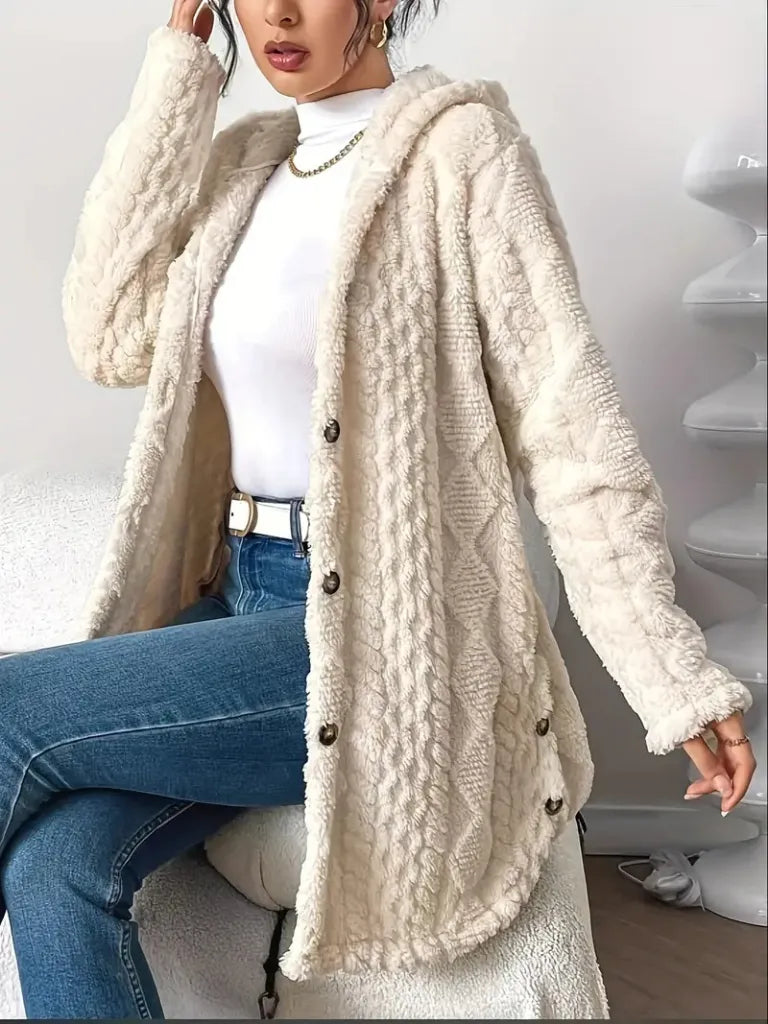 Wool-Blend Textured Buttoned Cardigan