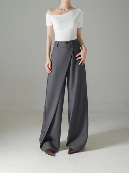 Women’s High-Waist Wide-Leg Suit Trousers in Beige