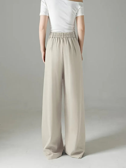 Women’s High-Waist Wide-Leg Suit Trousers in Beige