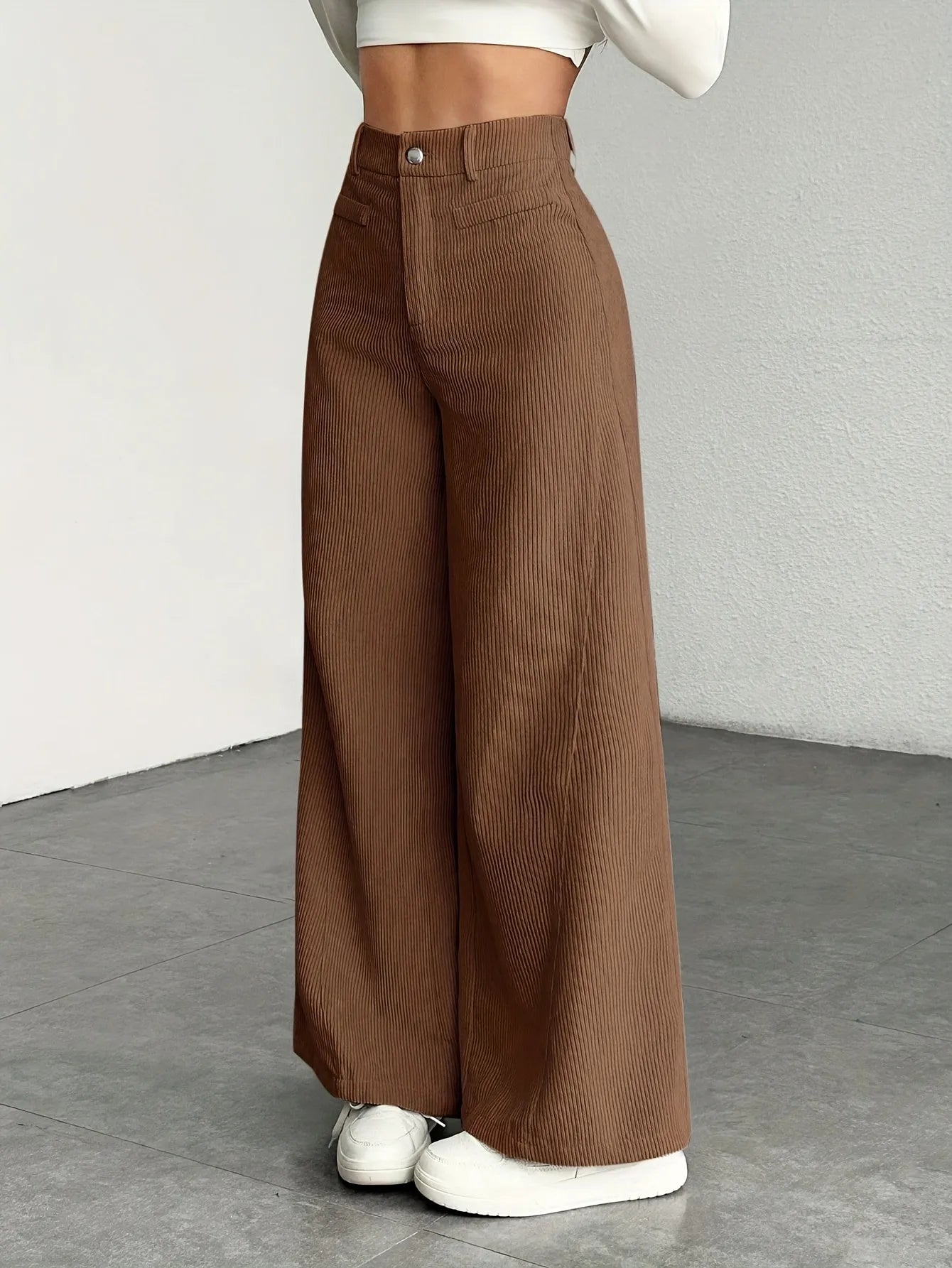 Women’s High-Waist Wide-Leg Velvet Trousers