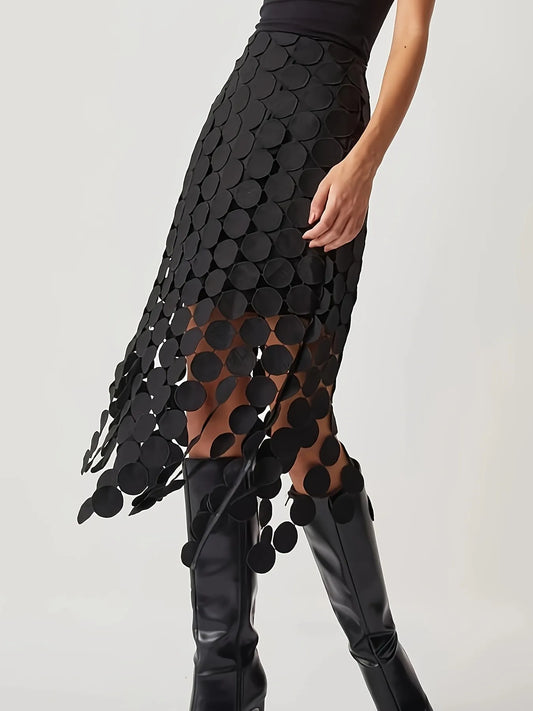 Circular Appliqué Midi Skirt