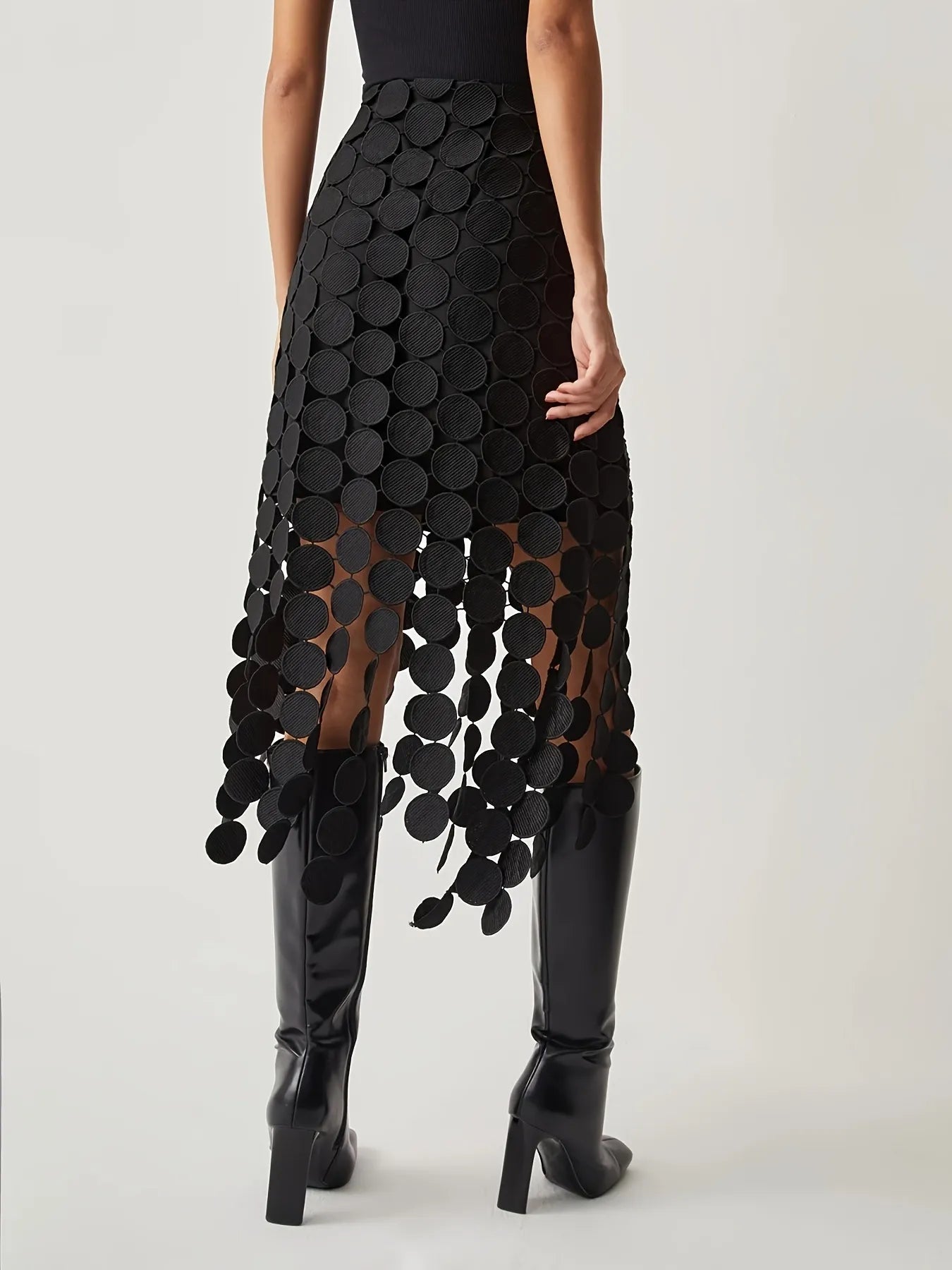 Circular Appliqué Midi Skirt