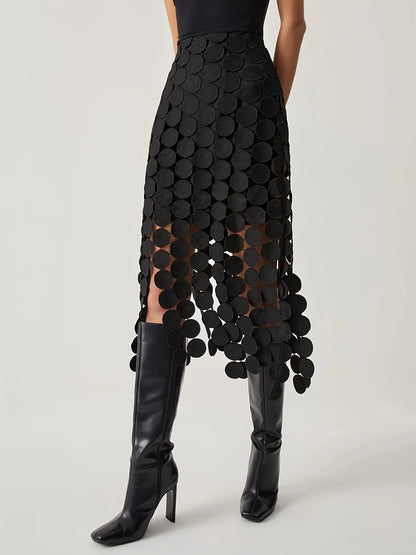 Circular Appliqué Midi Skirt