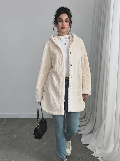Wool-Blend Textured Buttoned Cardigan